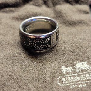 COACH ring size 7.5 black & silver